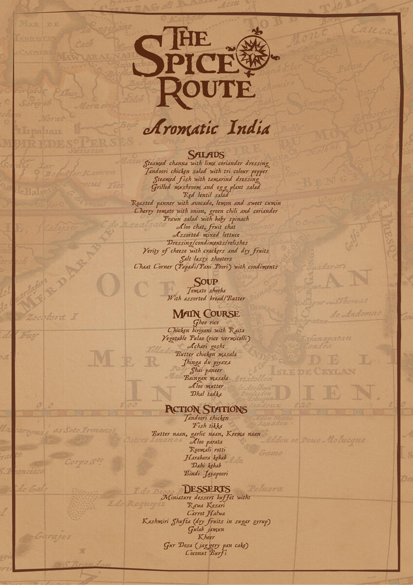 &quot;The Spice Route&quot; menu - Hilton Colombo Residences, F&amp;B Promo campaign featuring art piece made with real spices