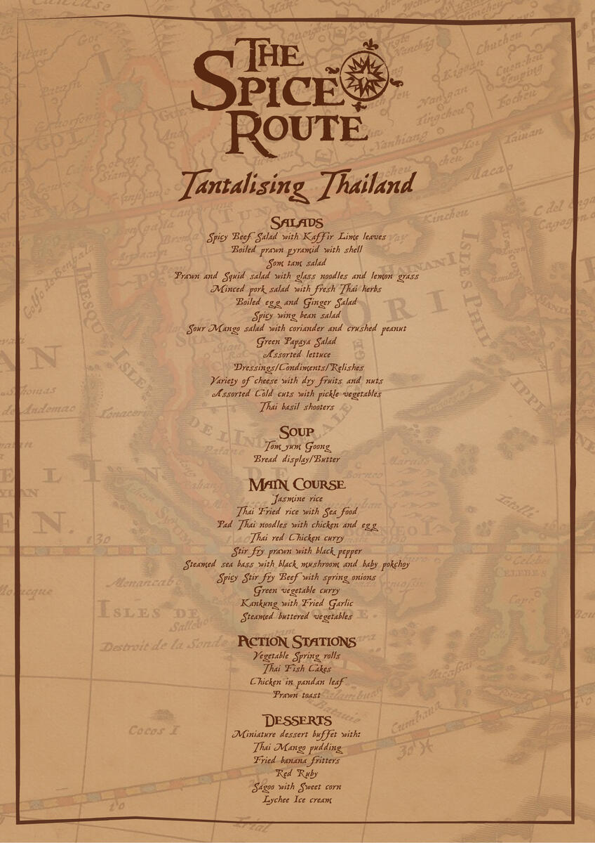 &quot;The Spice Route&quot; menu - Hilton Colombo Residences, F&amp;B Promo campaign featuring art piece made with real spices