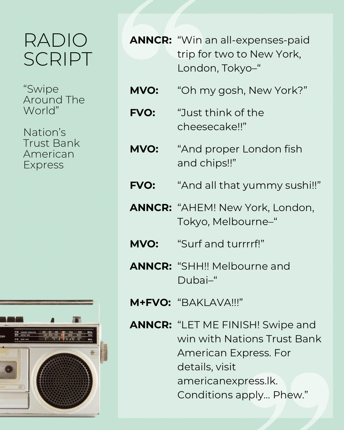 &quot;Interruptions” - American Express “Swipe &amp; Win” Campaign