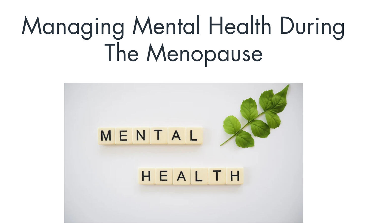 &quot;Managing Mental Health During The Menopause&quot; - The Become Blog - Become by Femography (MAS) - Ghostwriting