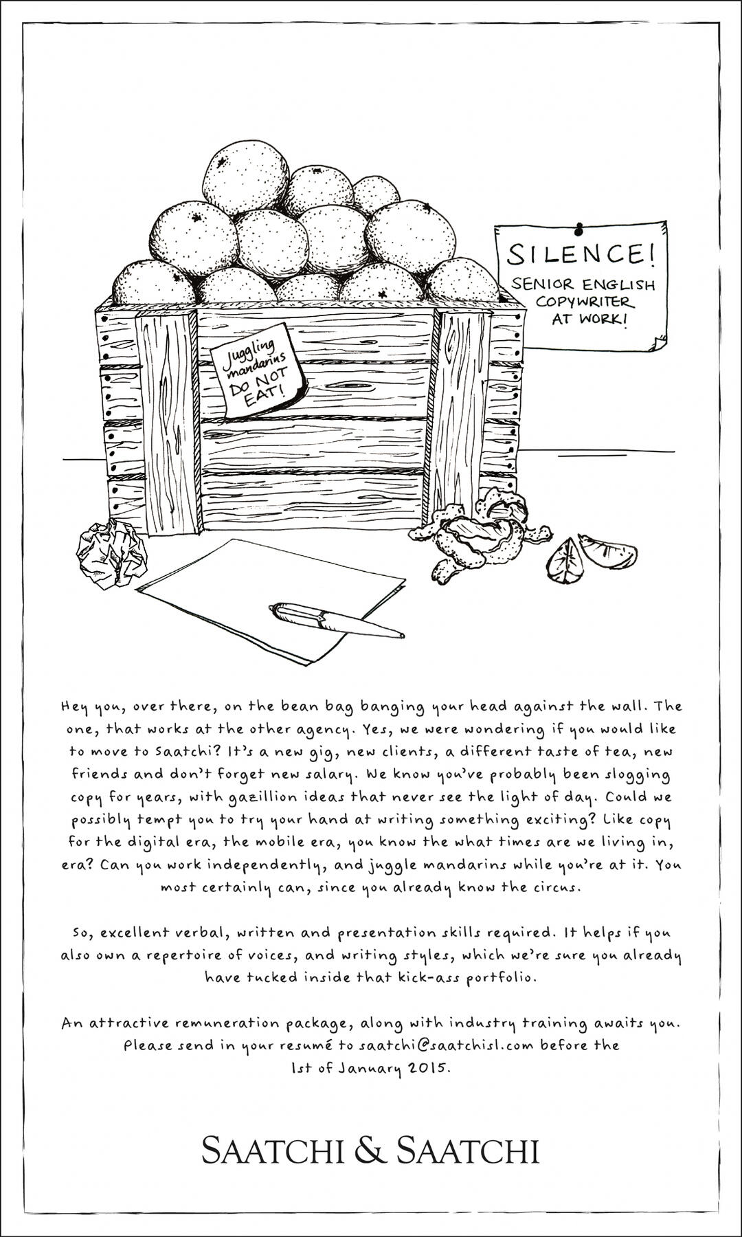 Saatchi &amp; Saatchi Sri Lanka - Vacancies - Senior Copywriter