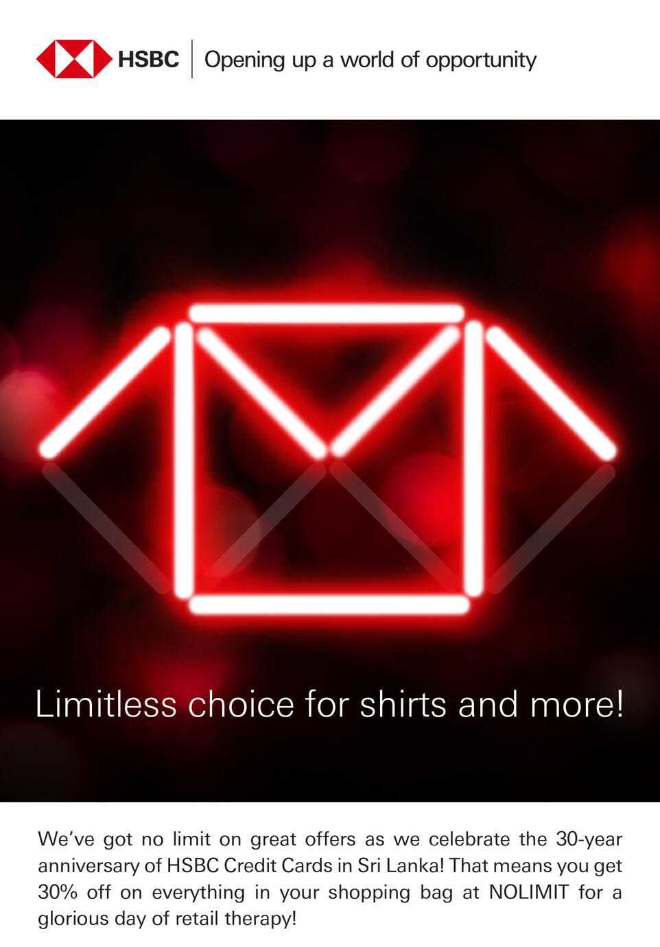 "30 Years of Putting You First" - HSBC Credit Cards, EDM - Department Store Offers